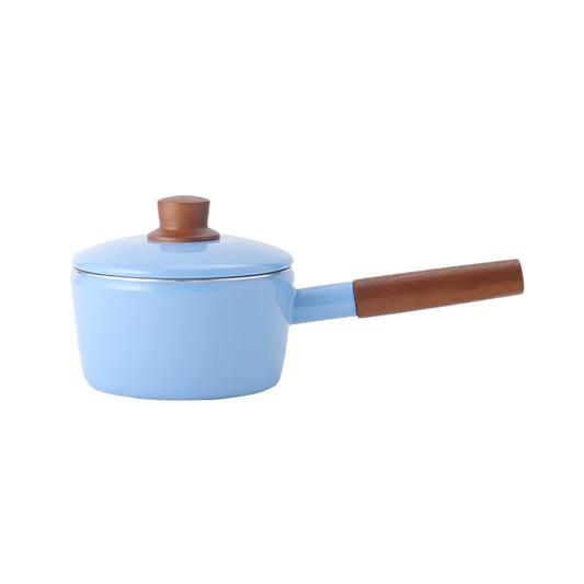 NATURE 系列 琺瑯鋼單柄連蓋湯鍋 16cm 天空藍色